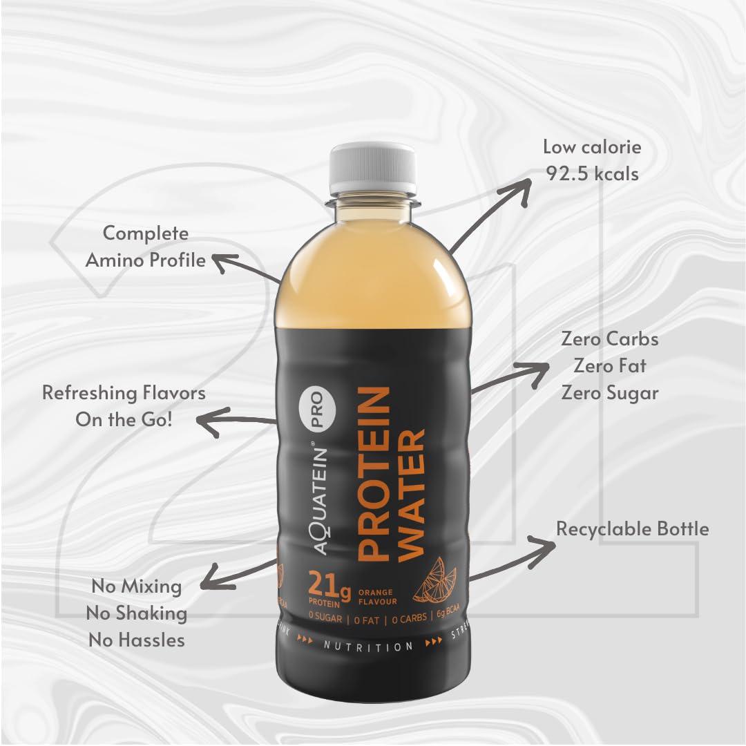 AQUATEIN AQUATEIN PRO - PROTEIN WATER - 21 Grams Protein - Pack of 8 - Sugar Free, Fat Free, Carb Free - Your Best Protein Buddy (Green Apple)