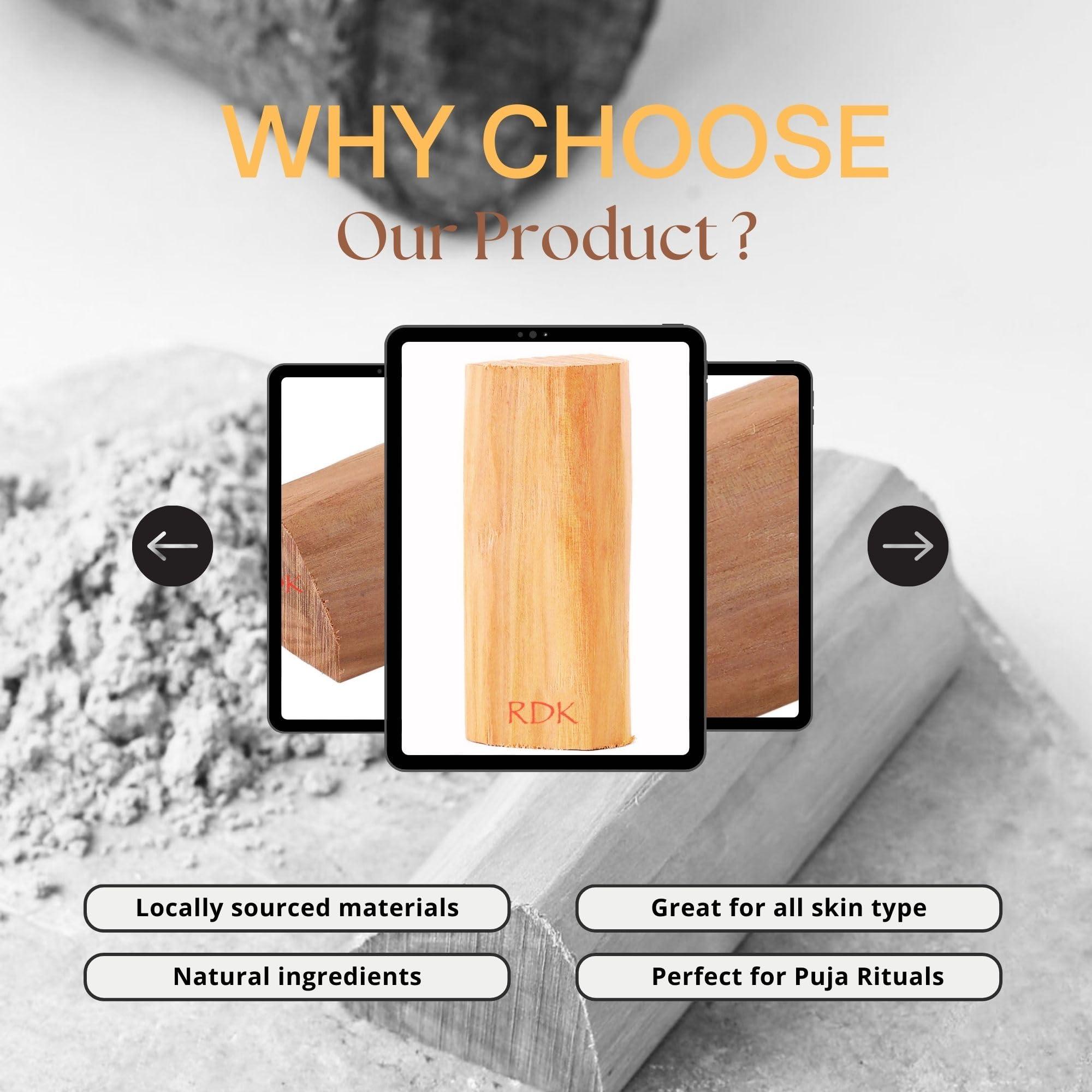 RDK RDK Sandalwood Sticks Scented Processed Natural Chandan Wood Lakdi for Pooja Tilak Havan & Beauty (20-30 Grams) Pack of 2