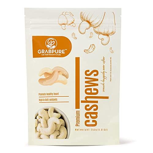 GRABPURE GRABPURE 100% Pure Whole Cashew Nuts W280 Quality | Kaju | Cashews Dry Fruits- 250 Grams each (Pack of 2)