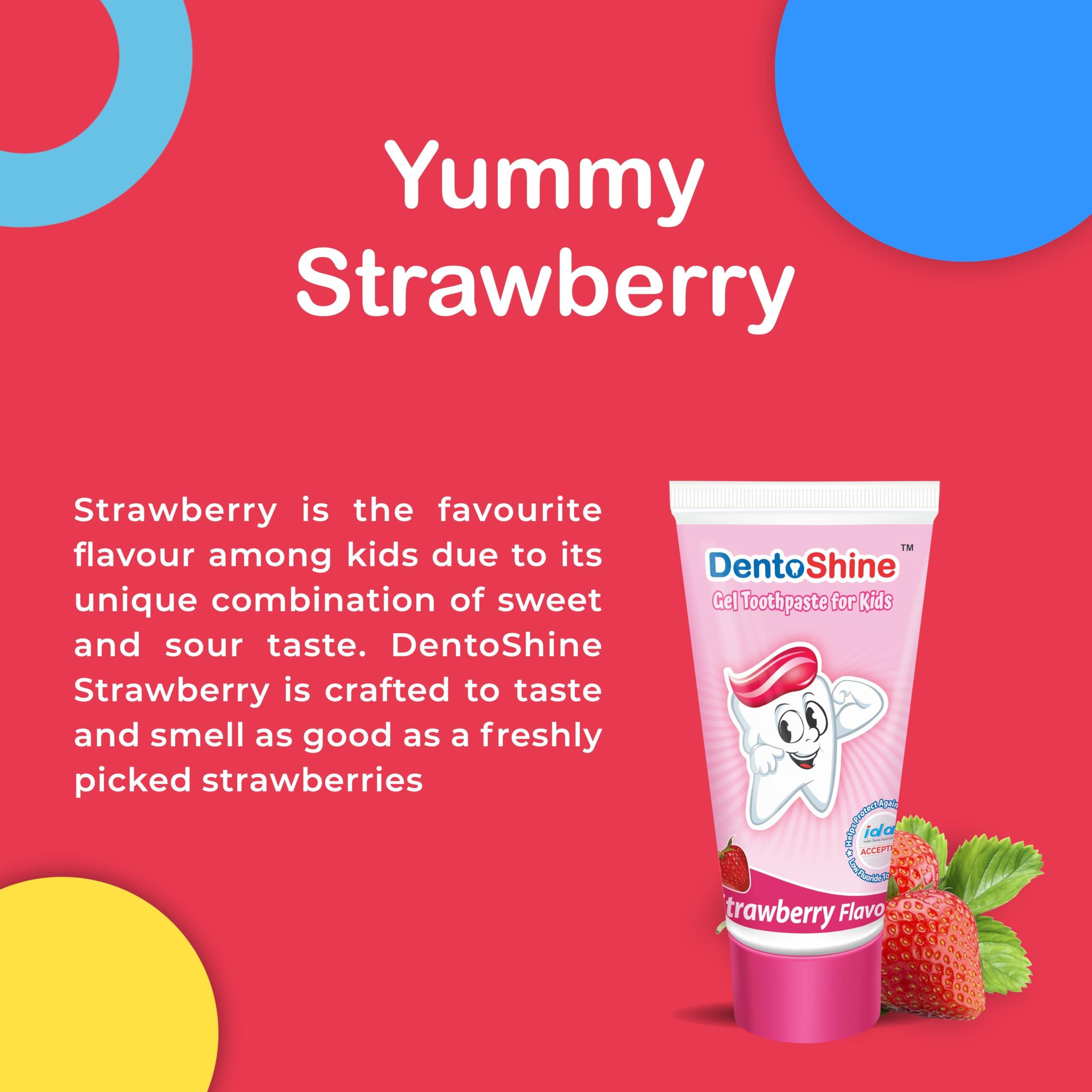 DentoShine DentoShine Oral Care Combo Ages 2+ (Sticky Toothbrush for Kids + Lollipop Tongue Cleaner + Flavored Toothpaste 80 g x 2) (Mango & Strawberry)