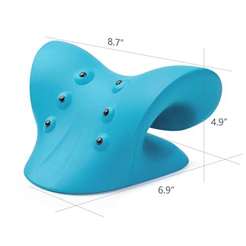 SoftSense SoftSense Neck and Shoulder Relaxer, Cervical Traction Device Neck Stretcher with Magnetic Therapy, Cervical Spine Alignment, Chiropractic Pillow, Traction Pillow for TMJ Pain Relief(Blue)
