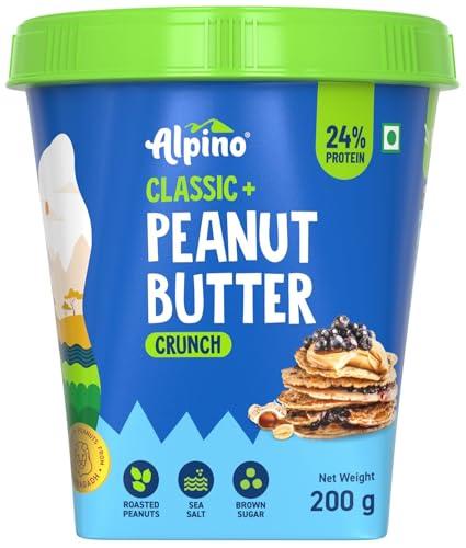 Alpino ALPINO Classic Peanut Butter Crunch 200 G - Roasted Peanuts, Brown Sugar & Sea Salt - 24g Protein, Gluten Free Plant Based Peanut Butter Crunchy