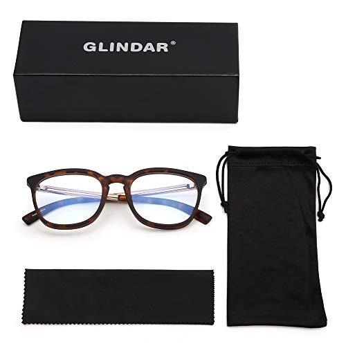 GLINDAR GLINDAR Blue Light Blocking Glasses Square Nerd Computer Glasses for Men Women Anti UV Headache Eye Eyestrain Tortoise