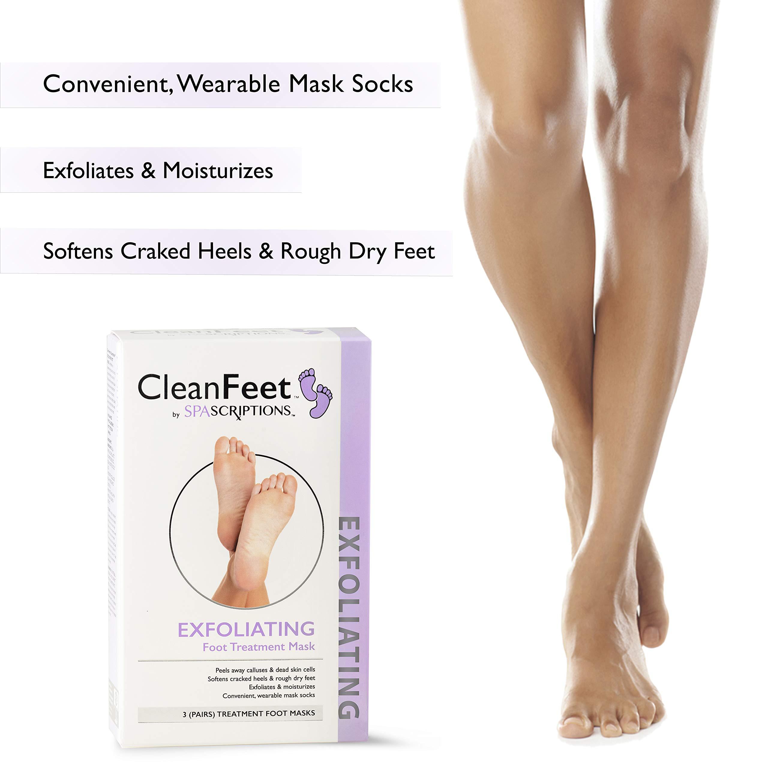 SpaScriptions Spascriptions Treatment Foot Spa Mask Peeling Away Calluses and Dead Skin for Men & Women Baby Soft Skin - 3 Pairs (Exfoliating)