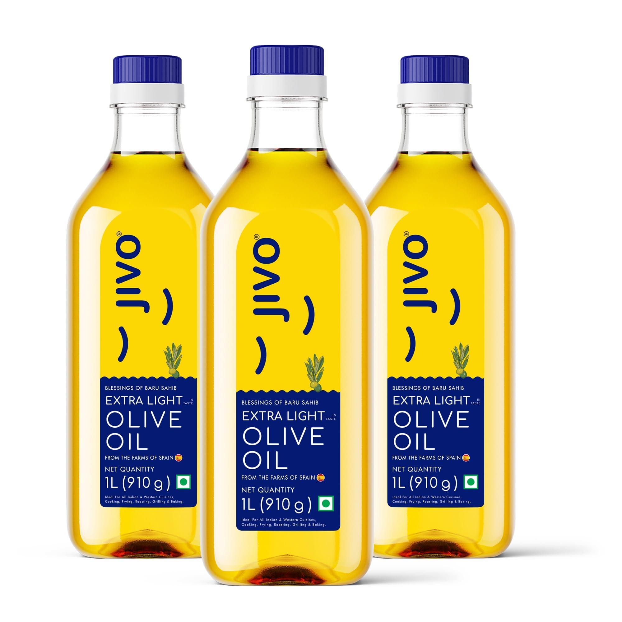 JIVO Jivo Extra Light Daily Cooking Olive Oil 3 Litre | Pack of 3 ( 1 Litre each) Recommendable Quality Healthy Cooking Oil | Good for Indian Cooking and Frying |