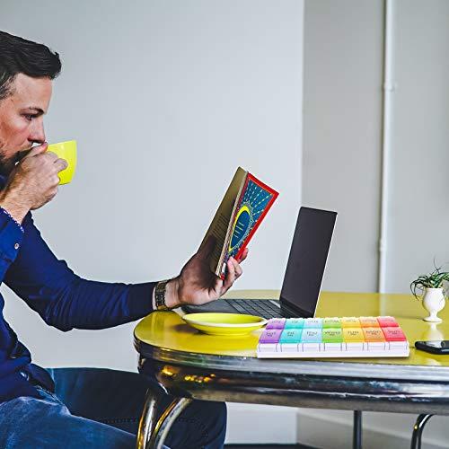 EXCEART EXCEART 14 Grids 7 Days Pill Box Organizer Weekly Pill Organizer Large Pill Organizer Pill Cases Meds Box Pill Box Case