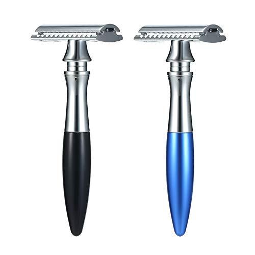 Qnotici Double Edge Safety Razor Butterfly Open Mens Shaving Razor Classic Manual Shaver for Men Face Cleaning