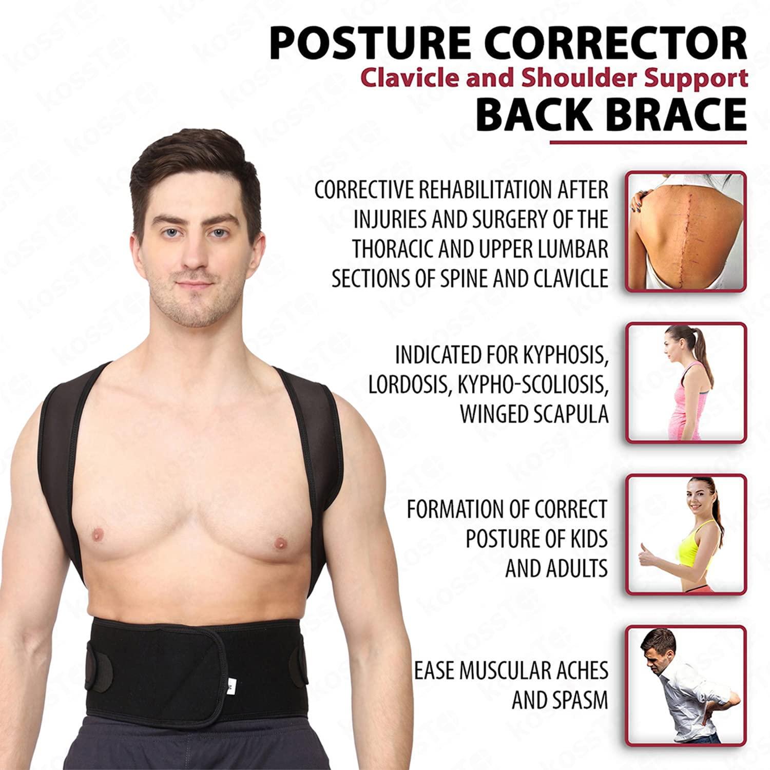 kossto kossto Back Brace Posture Corrector Belt For Lower And Upper Back Pain Relief with Mesh fabric for Man & Woman Medium Universal SIZE(Waist32-38)