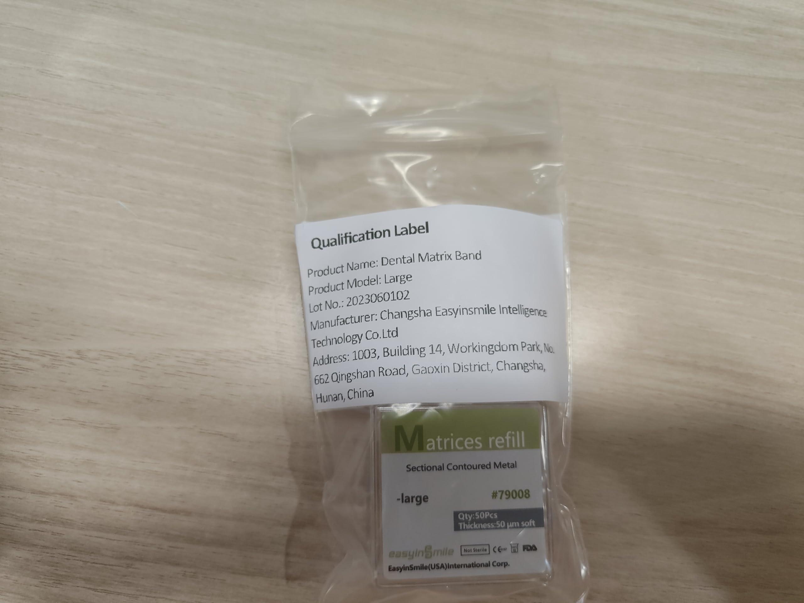 EASYTODENTA EASYTODENTA Dental Matrix Bands 50PCS Sectional Contoured Metal Matrices System 50m for Tooth Interproximal Refill (Large)