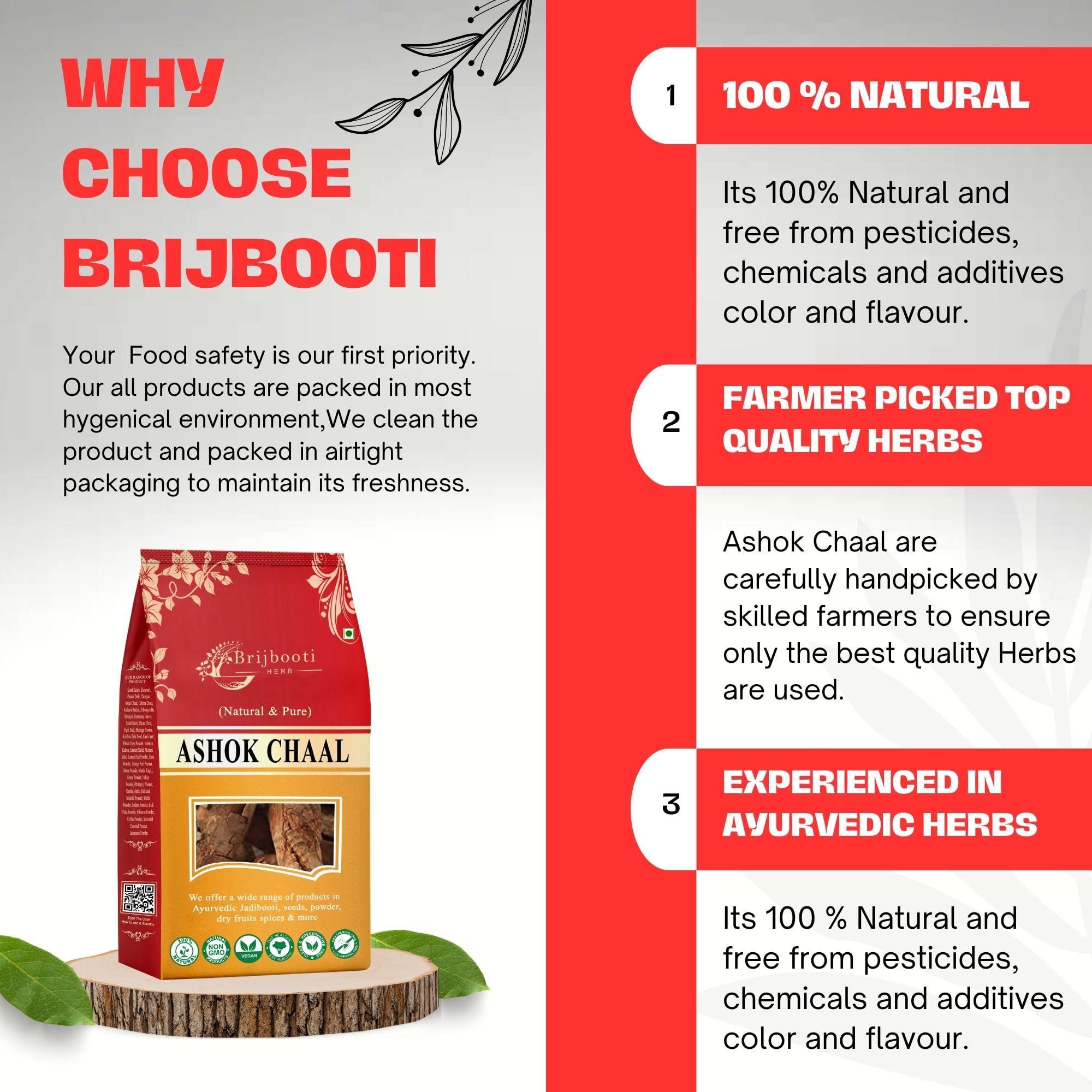 BrijBooti BrijBooti Ashok Chaal 100 Gr - Ashoka Bark - Saraca Ashoka Bark - Ashok Tree Bark