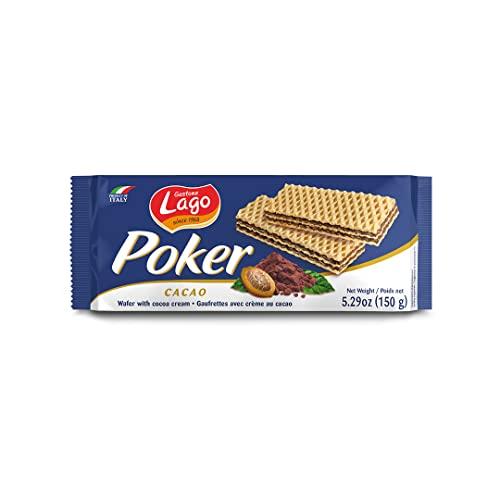 Gastone Lago Since 1968 Lago Poker Wafer Biscuits | Delicious Wafers with Cocoa Cream - 150g (Pack of 2)