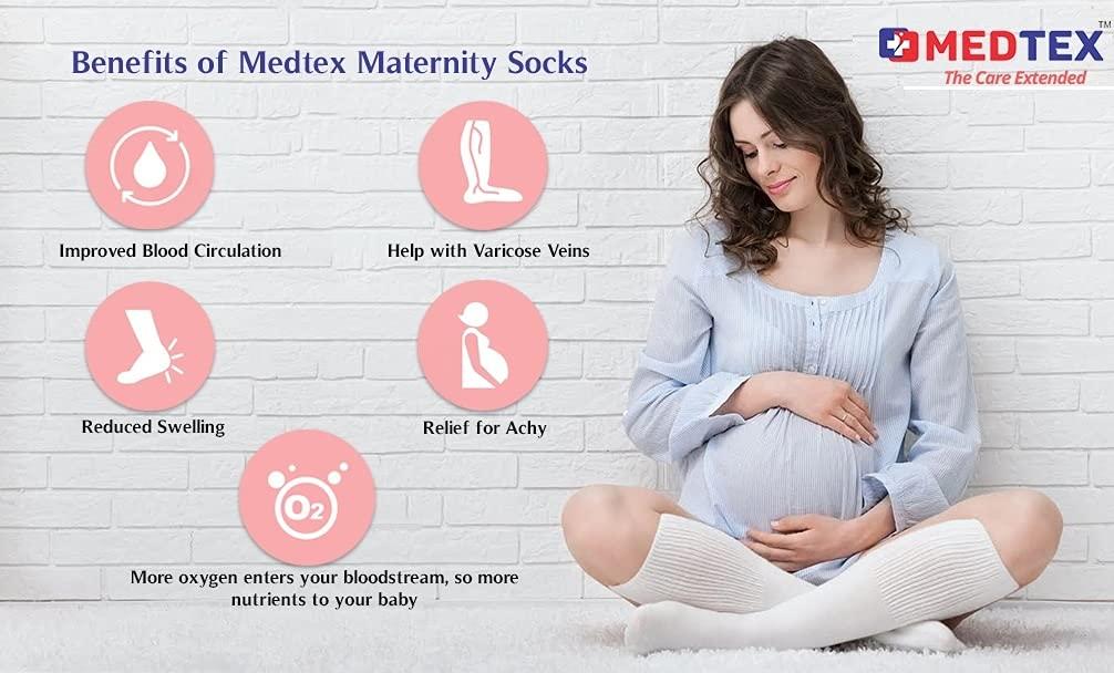 Medtex Medtex Maternity Compression Socks for expecting women, pregnant women for varicose veins,DVT,Helps to Reduces swelling and leg pain,Open toe,Beige (Nylon, XL)