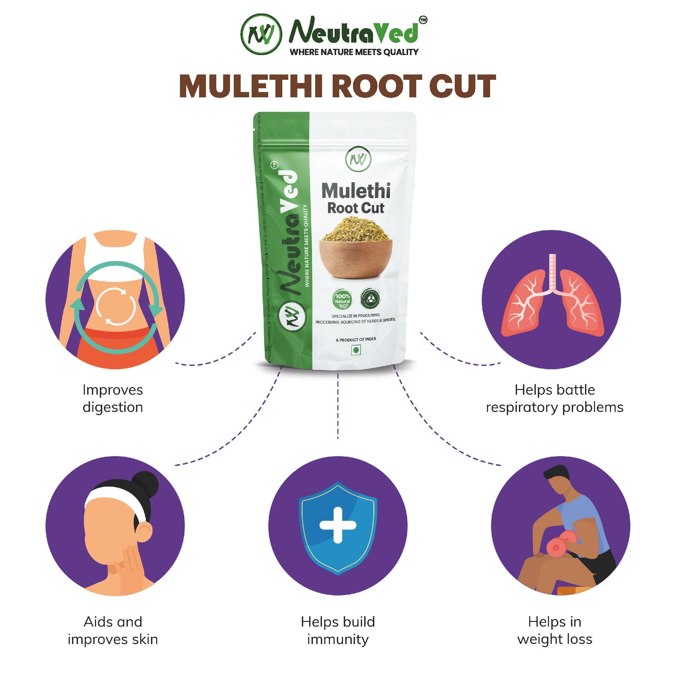 NeutraVed NeutraVed Mulethi Stick in Small Cut Size - 150 Gm | Mulethi Organic to Eat | Licorice Roots for Throat | Make Licorice Powder for Skin Care, Hair Care - 150g