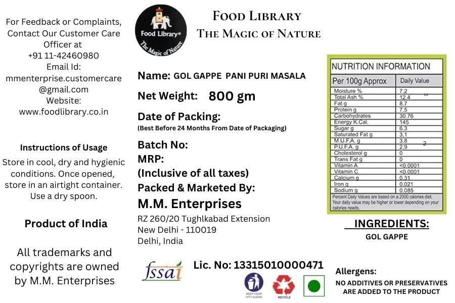 FOOD LIBRARY THE MAGIC OF NATURE Food Library The Magic of Nature Ready-to-fry Gol Guppa/Pani Puris (800g)