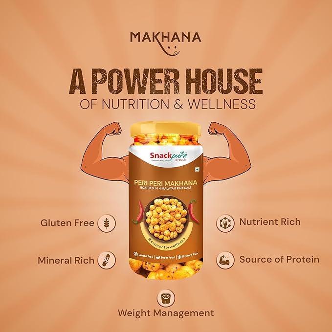 SNACKPURE BY ZUARI wellness in every crunch Snackpure Flavoured Makhana Peri Peri Flavour Makhana (75 Gm) | Roasted Makhana Snacks Roasted in Himalayan Pink Salt | Gluten-Free Healthy Snacks Superfood | Nutrient Rich Trans-Fat Free Crunch