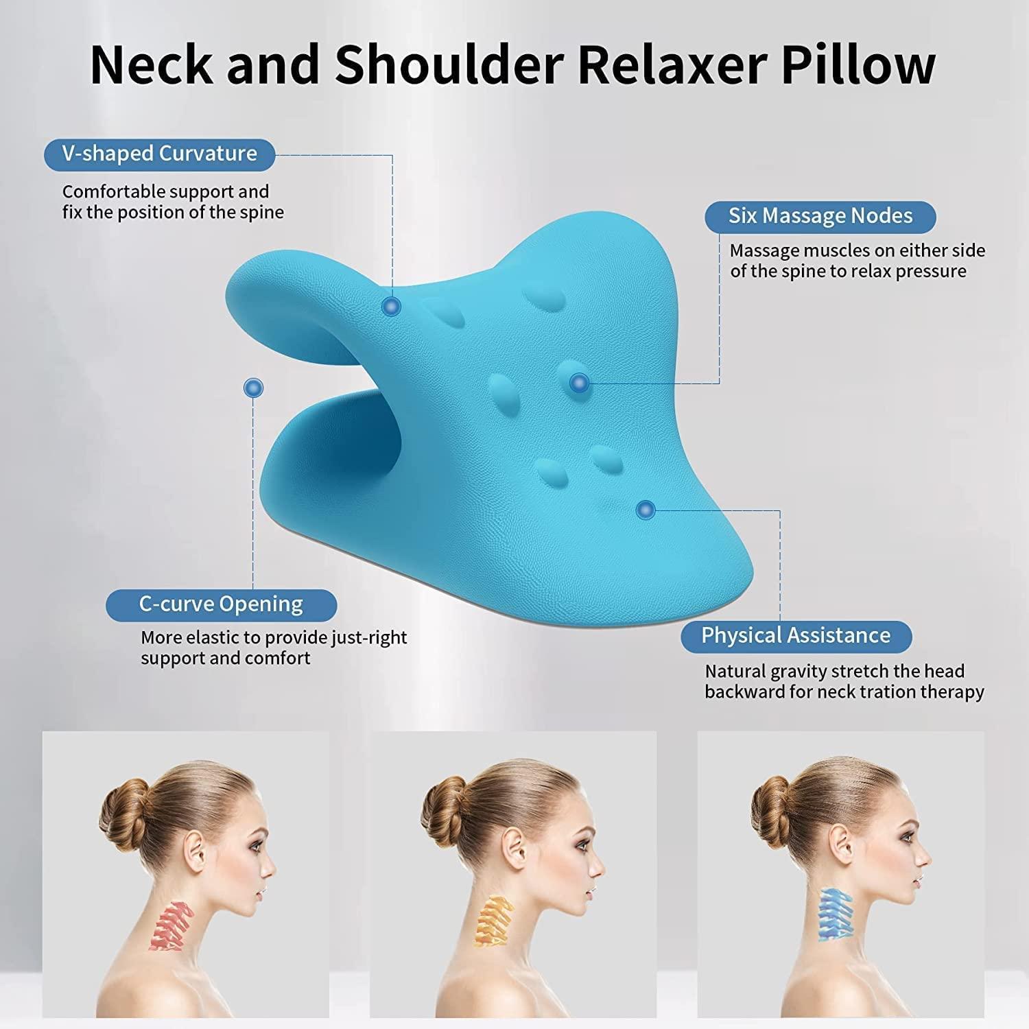 ORANCLE CARE ORANCLE CARE Neck Relaxer for Neck Pain Relief, Neck & Shoulder Relaxer Cervical Neck Traction Device Pillow for Pain Relief, Muscle Relax, Cervical Spine Alignment Acupressure Chiropractic (Sky Blue)
