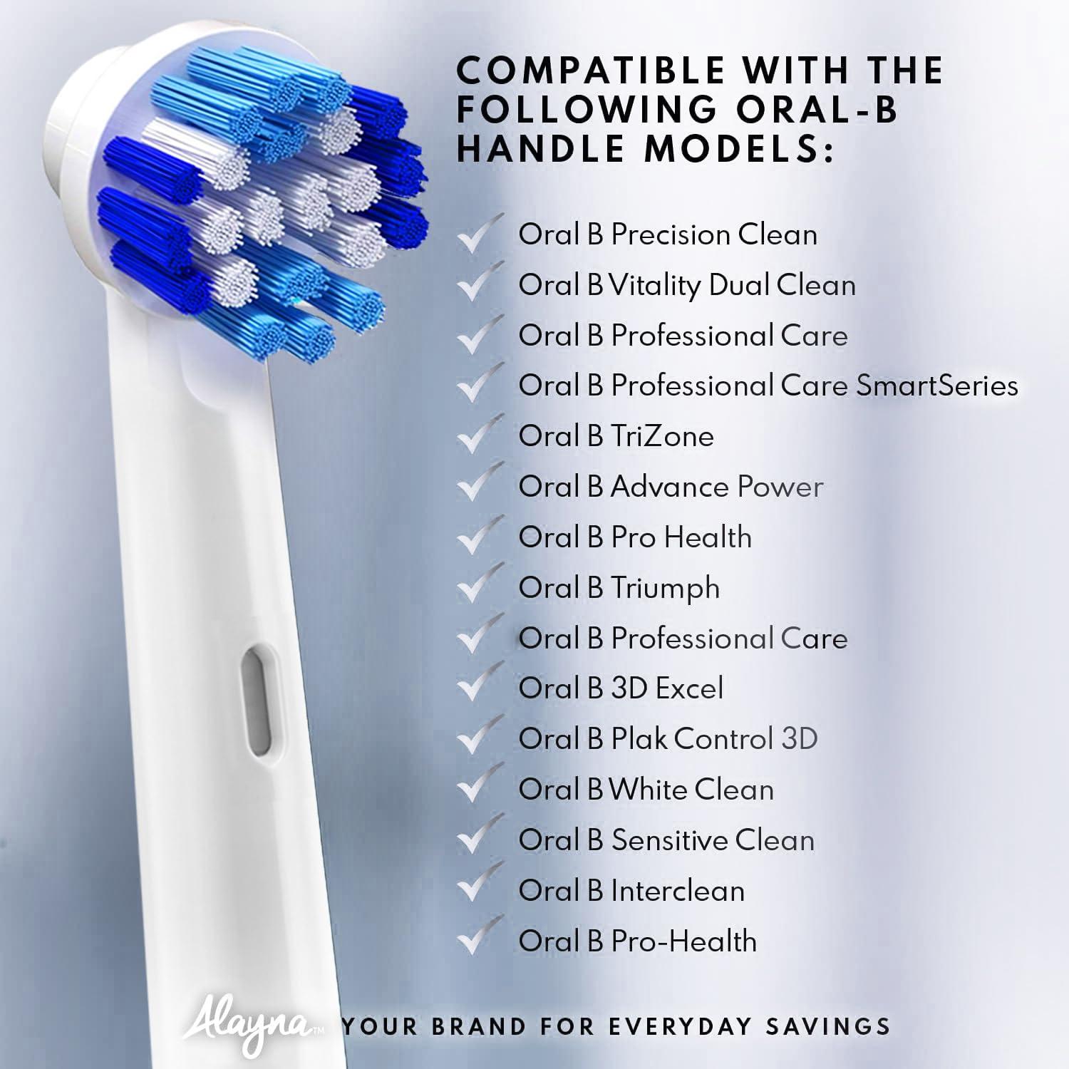 Alayna Replacement Toothbrush Heads Compatible with Oral B Braun- Pack of 4 Professional Electric Toothbrush Heads- Precision Refills for Oral-b 7000, Clean, OralB Pro 1000, 9600, 500, 3000, 8000, Plus!