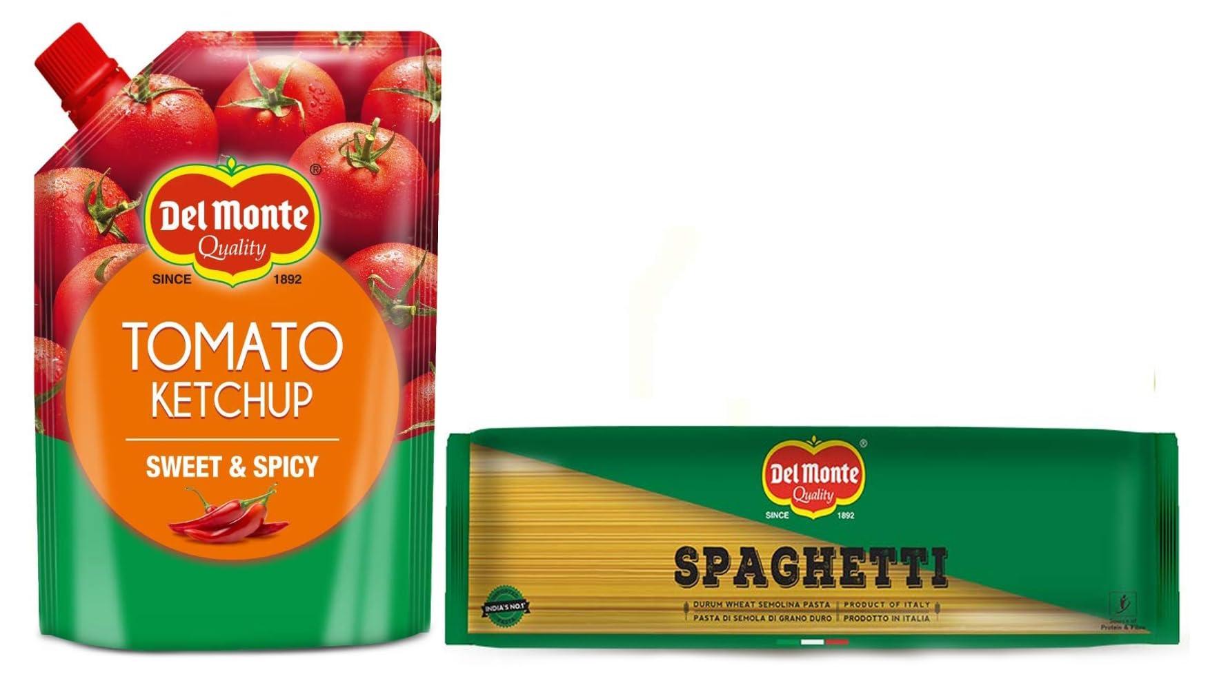 Del Monte Del Monte Spaghetti Pasta (Imported), 500g & Del Monte Tomato Ketchup Sweet and Spicy Pouch, 950 g