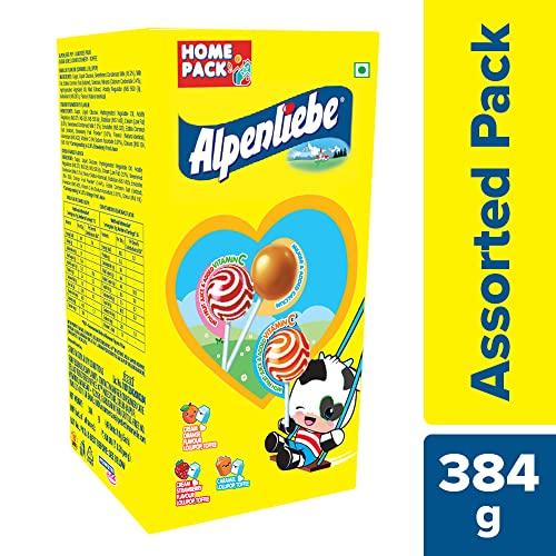 Alpenliebe Alpenliebe Pop Assorted Lollipop (Orange, Strawberry & Caramel Flavour)- 384 Grams Pack (48 Pieces)