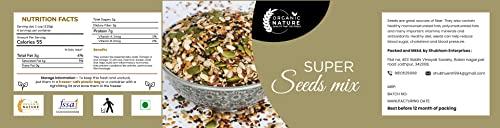 ORGANIC NATURE Organic Nature Edible Healthy Seeds 6-in-1 Raw Seeds Mix 250 gm | Pumpkin, Sunflower, Chia, Flax, Watermelon, Sesame Seeds| Jar Pack| (1Kg (Pack of 4 of 250 Grams))