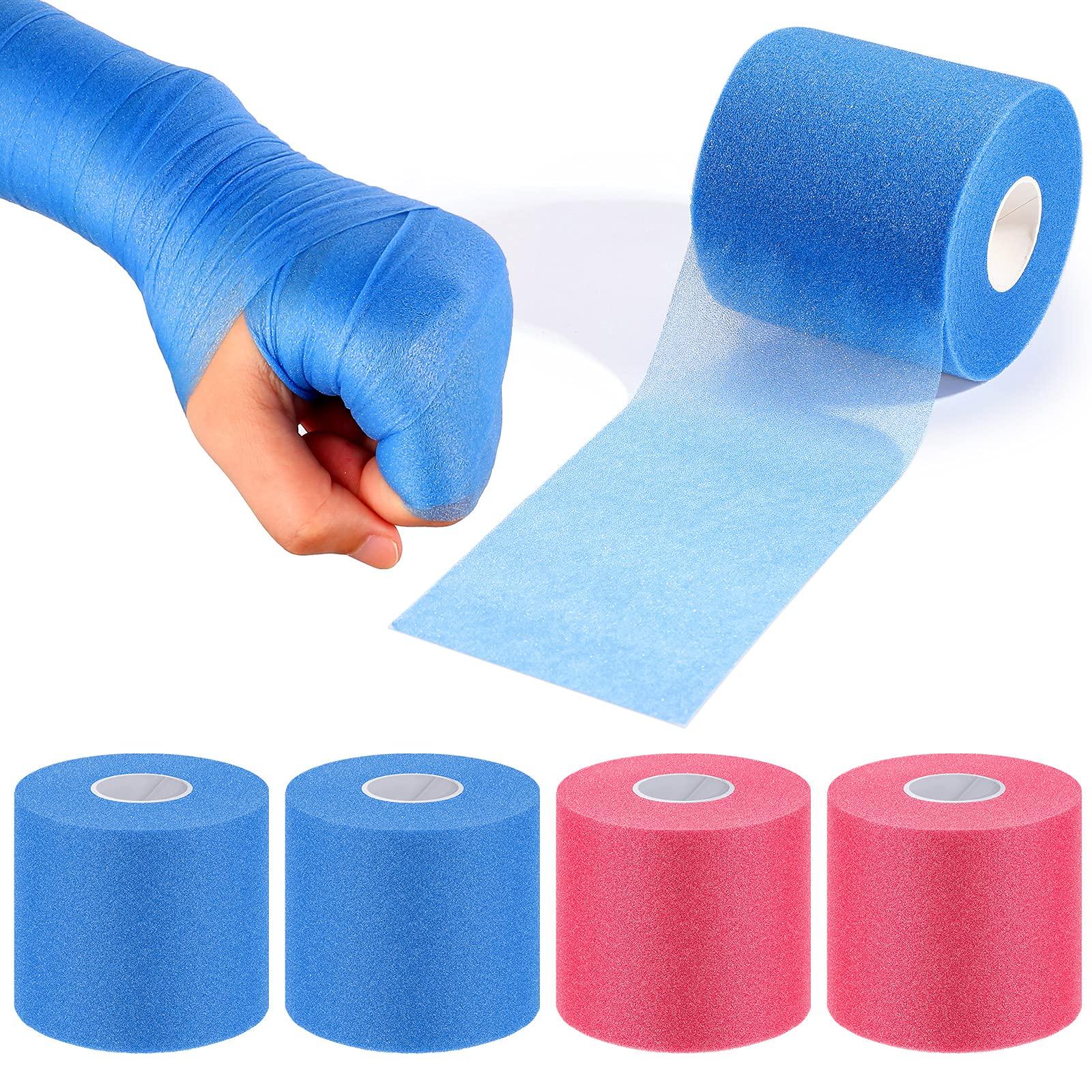 Nuanchu 4 Pieces Foam Underwrap Athletic Foam Tape Sports Pre Wrap Athletic Tape for Ankles Wrists Hands and Knees(Red, Blue,2.75 Inches x 30 Yards)