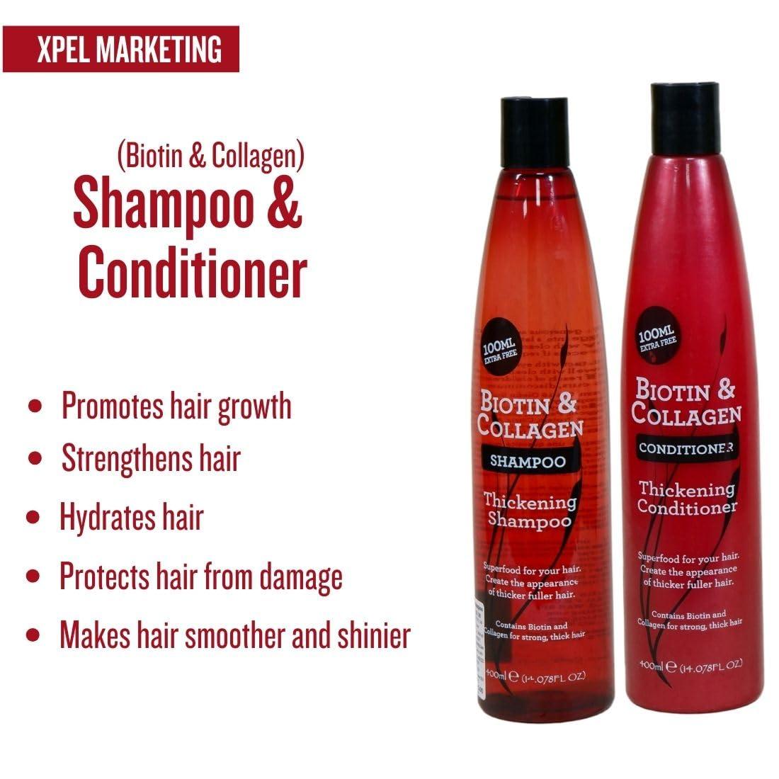 XPEL XPEL BIOTIN & COLLAGEN THICKENING SHAMPOO & CONDITIONER for Women & Men, Anti Hair Fall, with Vitamin B7 & Hydrolyzed Wheat Protein, Promotes Hair Growth & Prevents Hair Fall, All Hair Types 800 ml