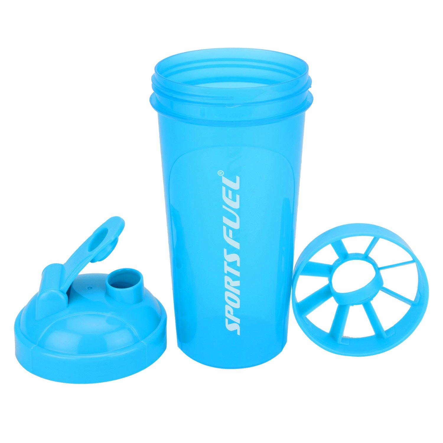 SPORTSFUEL SPORTSFUEL Plastic Regular Protein Shaker | Plastic Protein Powder Shakers with Wrist Support Band for Workout & Exercise Shaker Bottle For Protein Gym Bottle With Shakers 700ml (Blue)