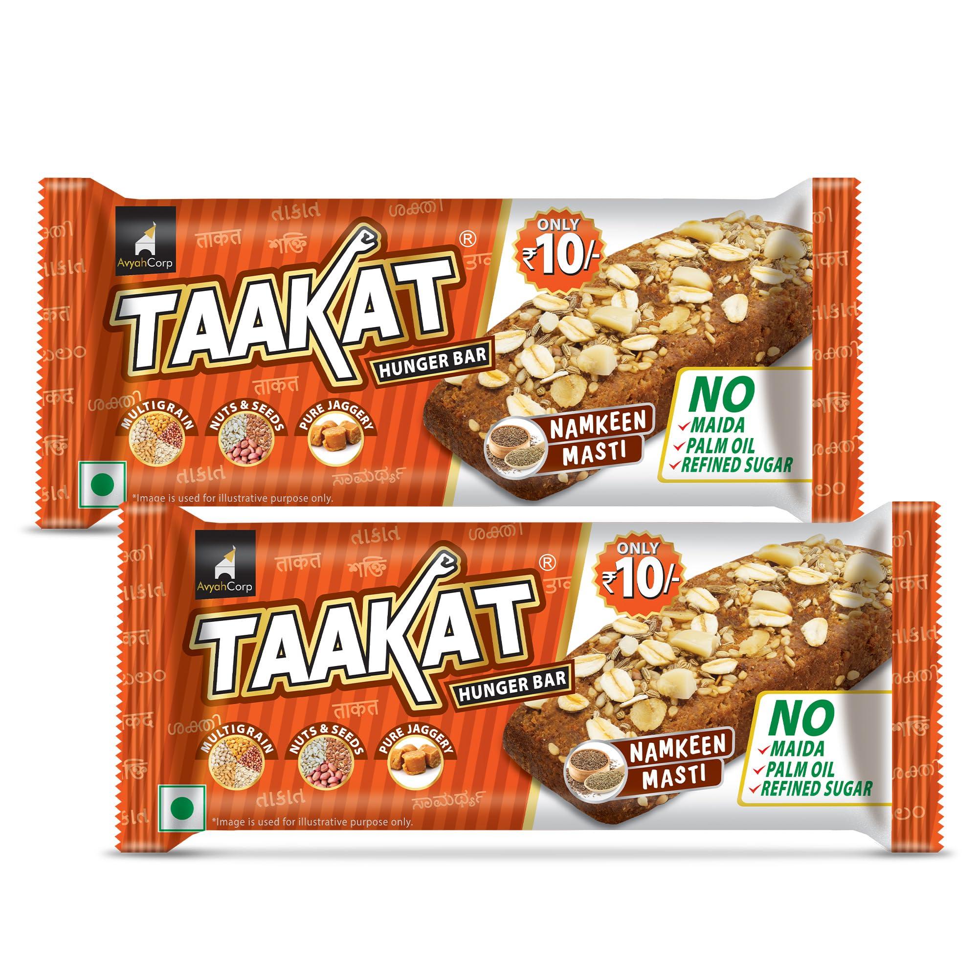 Taakat Hunger Bar Taakat Hunger Bar |Namkeen Masti - Pack of 20 bars | Multigrain | Nuts & Seeds | Pure Jaggery | 5g Protein | No Maida | No Palm Oil | No Refined Sugar | Baked & Crunchy