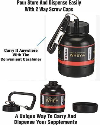 TRUE INDIAN TRUE INDIAN Combo Wheyloader Protein Carry Funnel | Portable Protein Funnel/Whey or Supplement Powder Carrying Whey Funnel and Container with Key-Chain-30Ml-Pack of 4 (BLACK)