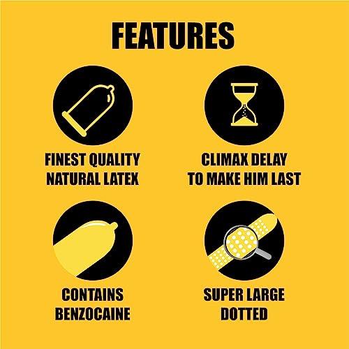 MEDIBAR MEDIBAR More Dots Condoms for Men | Vibe Orange ~ First time with (1600 DOTS) For more Last-Long pleasure | 10 Count (Pack of 3)