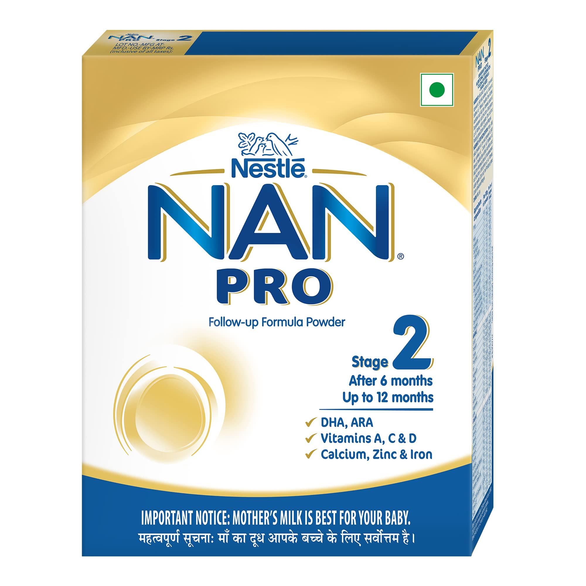 NAN Nestl Nan Pro 1 Infant Formula Powder (Upto 6 Months), Stage 1-400G Tin Pack & Nestle NAN PRO 2 Follow-up Formula Powder - After 6 months, Stage 2, 400g Bag-In-Box Pack