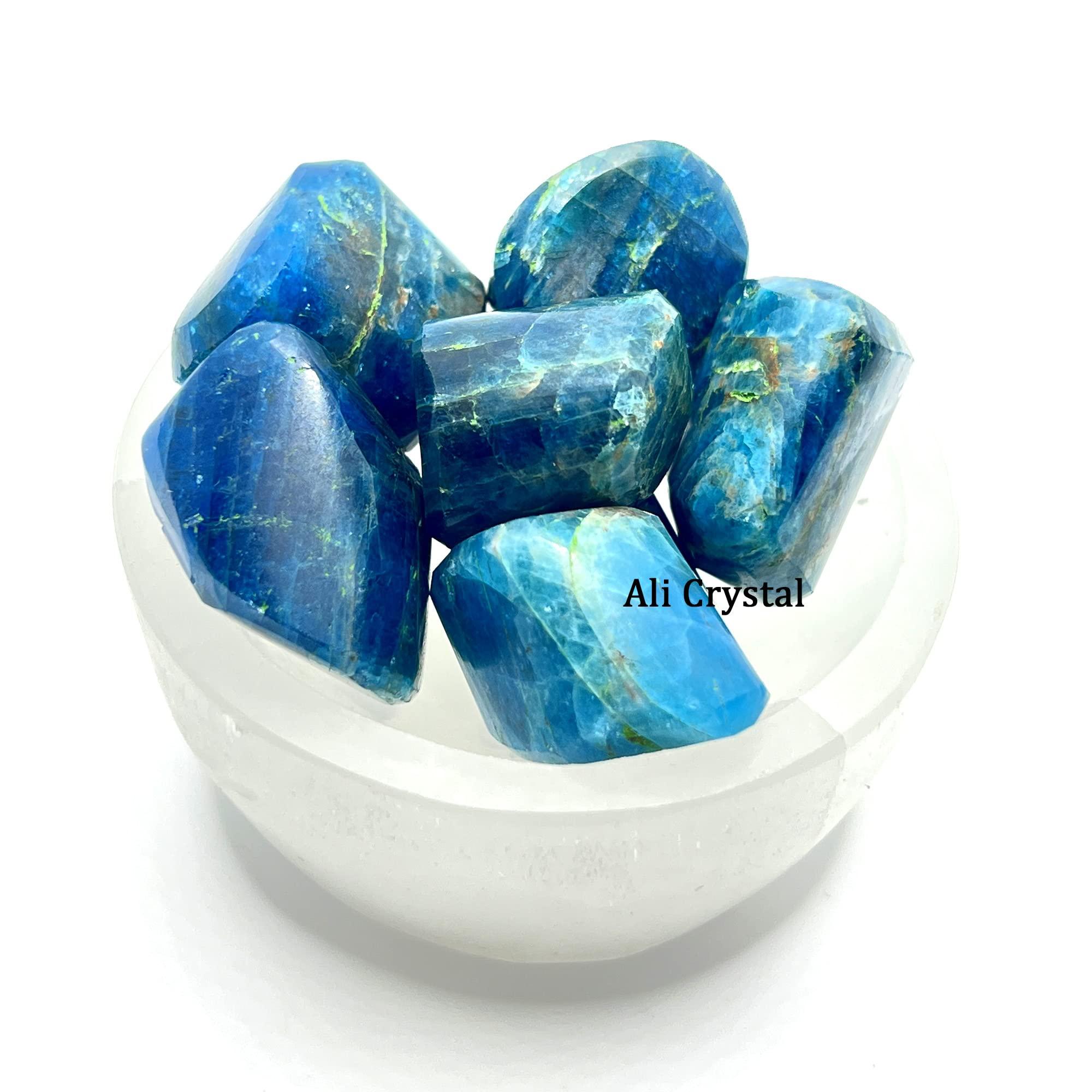 ALI CRYSTAL ALI CRYSTAL 7 Pcs Natural Rose Quartz Tumbled Gemstones Kit With Healing Crystal Chakra Wooden Grid For Healing For Wicca,Reiki&Energy Crystal Healing(Apatite)