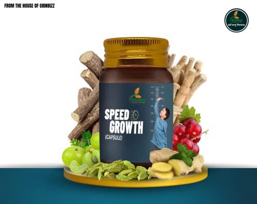 GRINBIZZ GRINBIZZ Speed Growth Capsule Advanced Herbal Formula To Increase Height | Growth On | Height Growth | Body Growth | For Girls & Boys | No Side Effects | 100% Ayurvedic (speed growth pk 15 capsule)