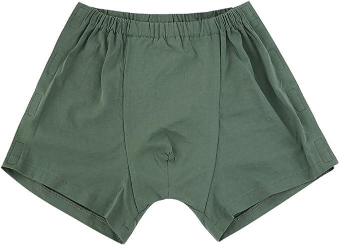 RADIONICS Reusable Cotton Incontinence Briefs, Snap-On Underwear Trousers, Washable Adult Shorts for Men, Green, 3XL