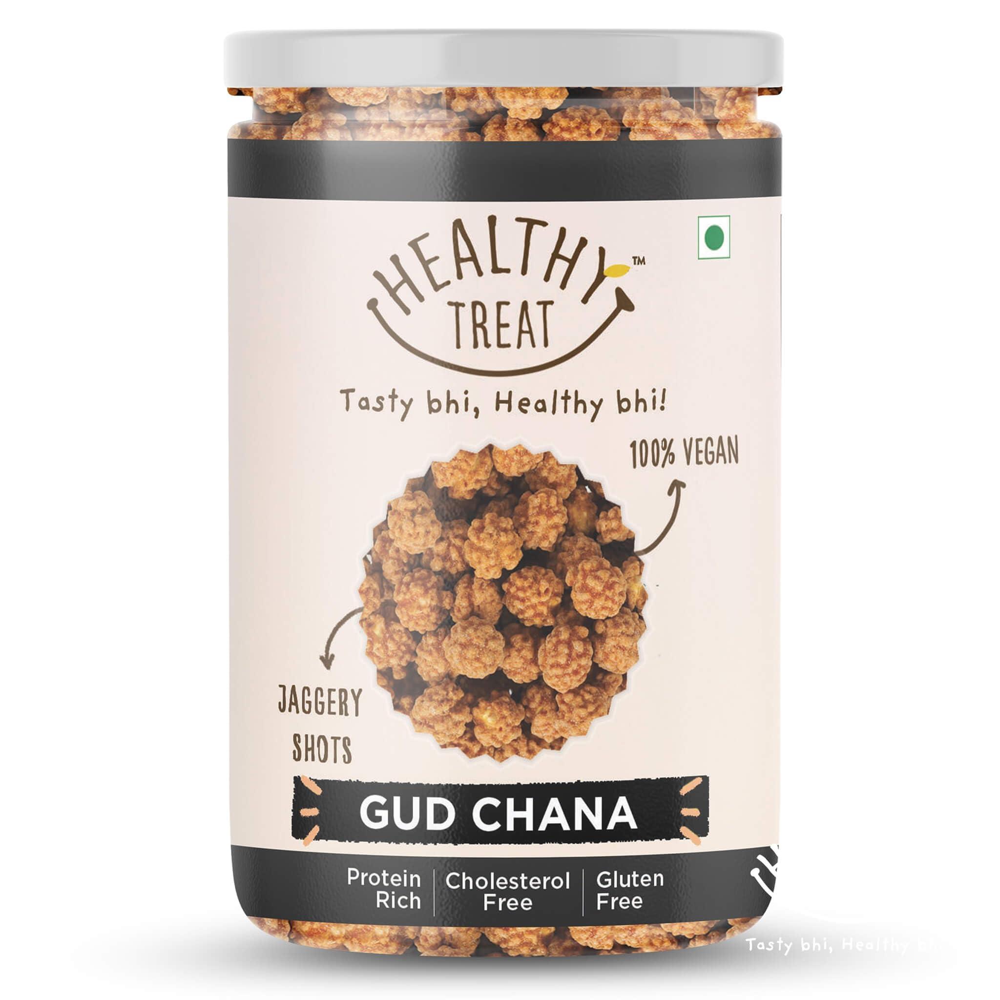 Healthy Treat Healthy Treat Gur Chana 600gm | Jaggery Coated Chana | Gud Chana | Roasted Chickpeas with Natural Jaggery | Immunity Booster | Delicious and Healthy Gur Chana Snacks | Perfect for Snacking Anytime
