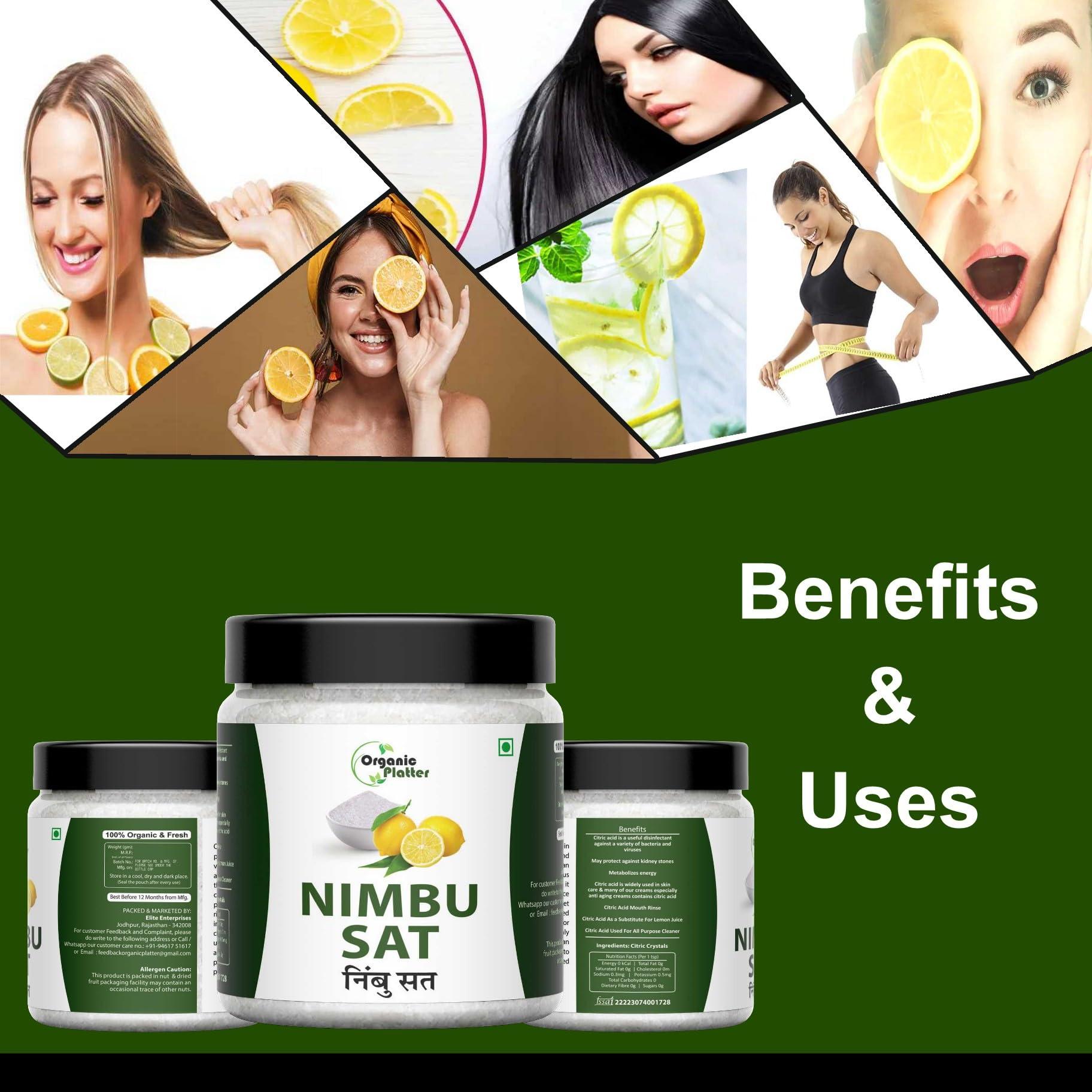 Organic Platter Citric Acid | 100% Pure | Lemon Salt | Tatri | Nimbu Sat | Nimbu sat Dana | Citrus Citric -JAR (100)