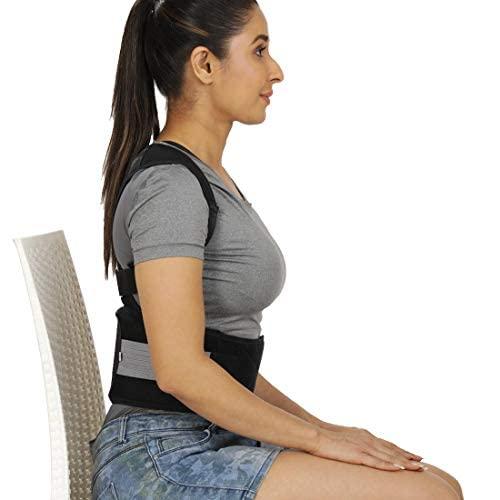 JSB JSB BS63 Back Posture Corrector Belt for Men & Women Lightweight Daily Use Shoulder Pain Relief Support Brace (XXL) (Black)