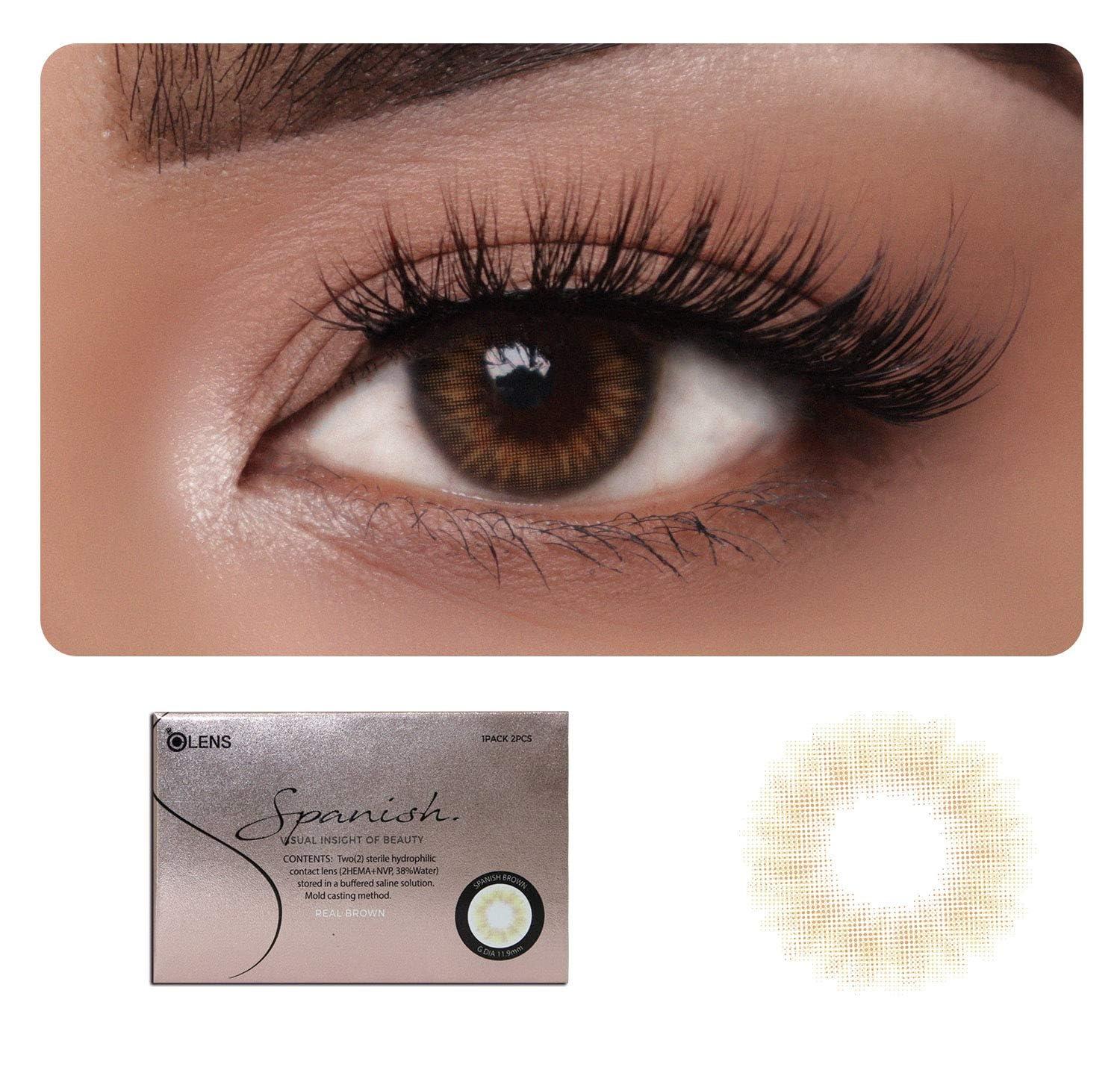 O-LENS O-LENS Spanish Real Brown - Coloured Contact Lens (Monthly Disposable, -2.75 / 2pcs / Real Brown), Natural Looking & Comfy Eye Color Lenses