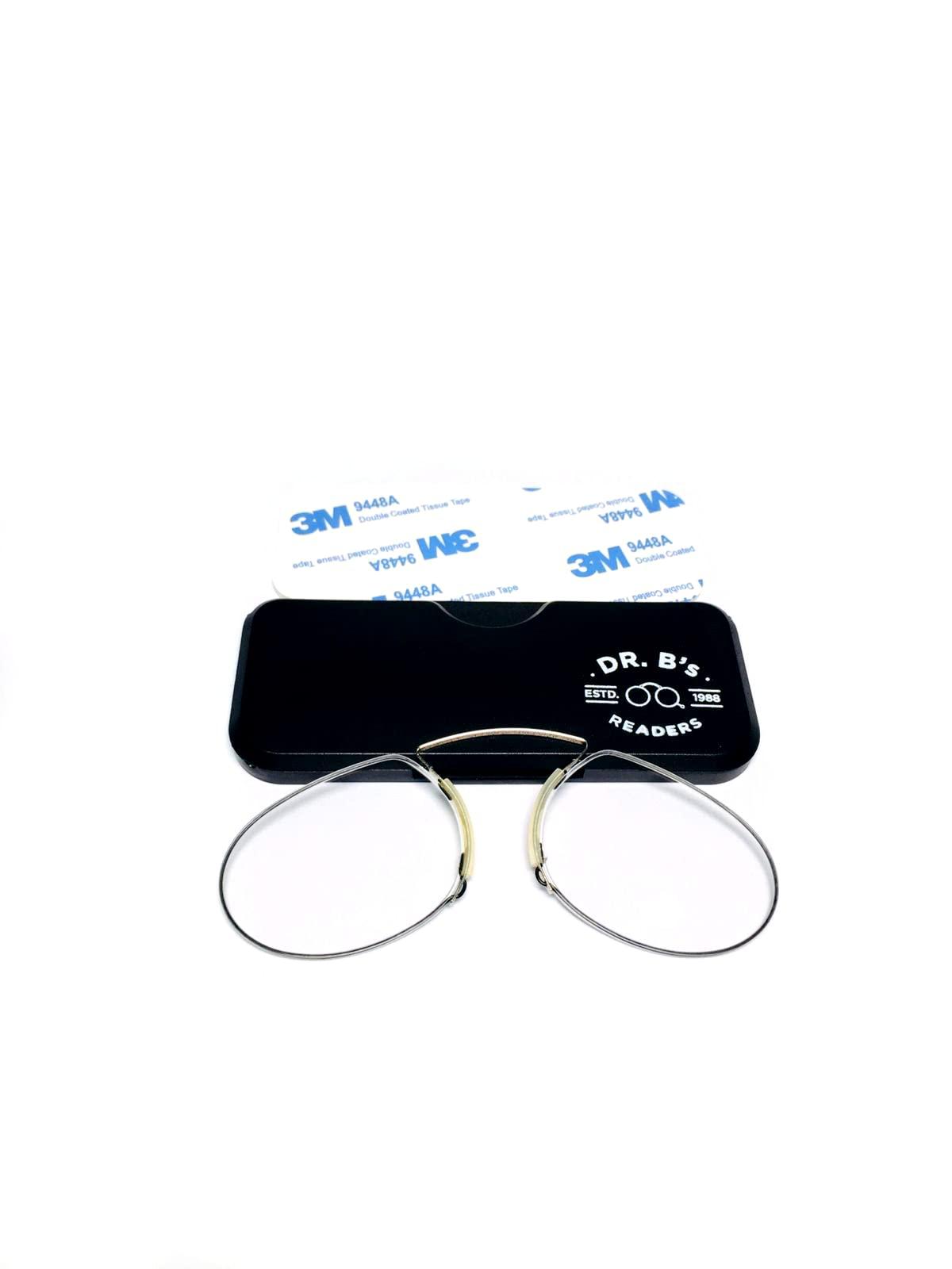 DR. B\'s Readers DR. B\'s Readers Nose Clip Reading Glasses with Universal Pod Case Men And Women Oval Eyeglasses for Reading Presbyopic Glasses Reader (Pack Of 2, Black)