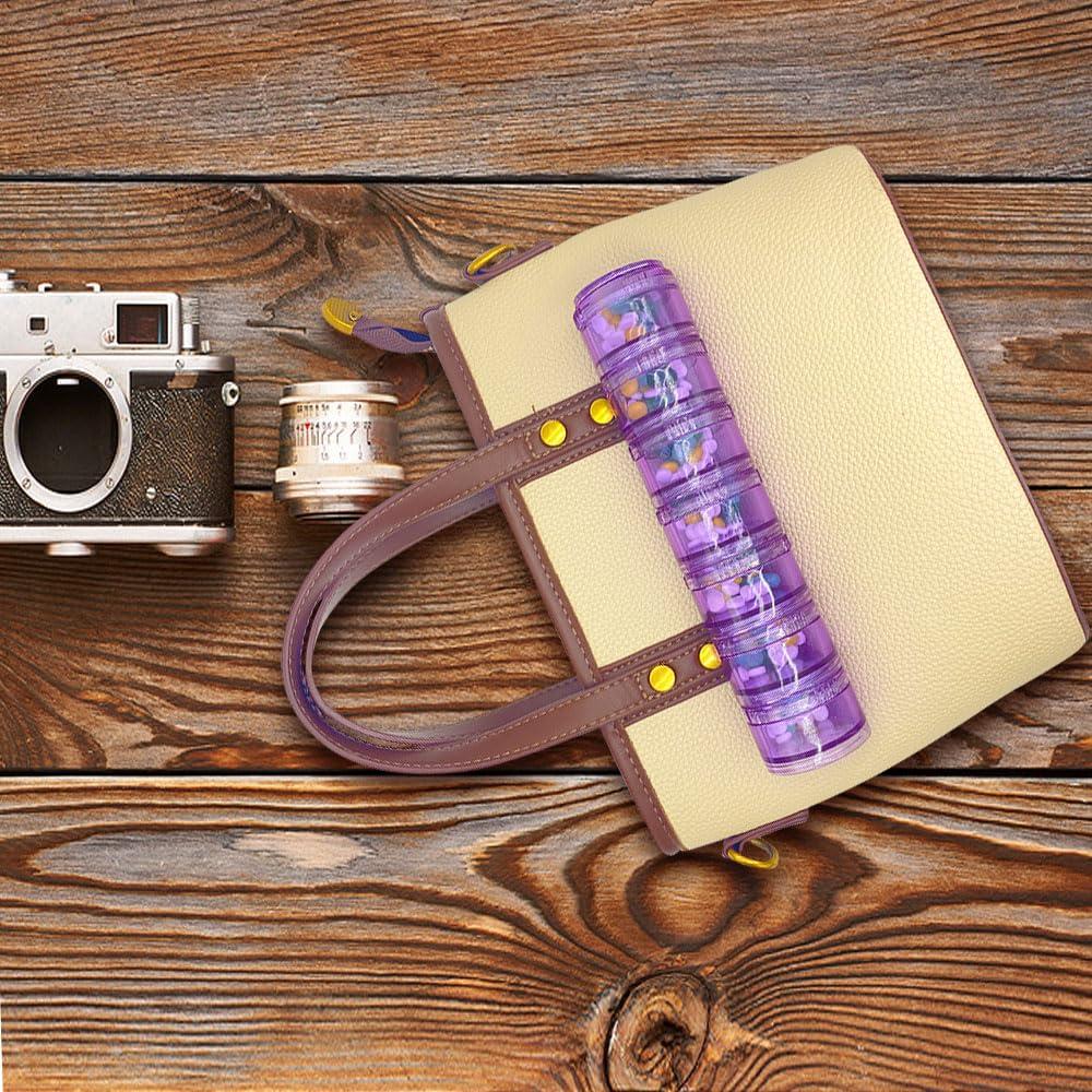 HaiSea HaiSea Weekly Travel Pill Planner-Monthly Pill Organizer, Daily Month Pill Box-Separate AM/PM Compartments Colors Vary (Purple)