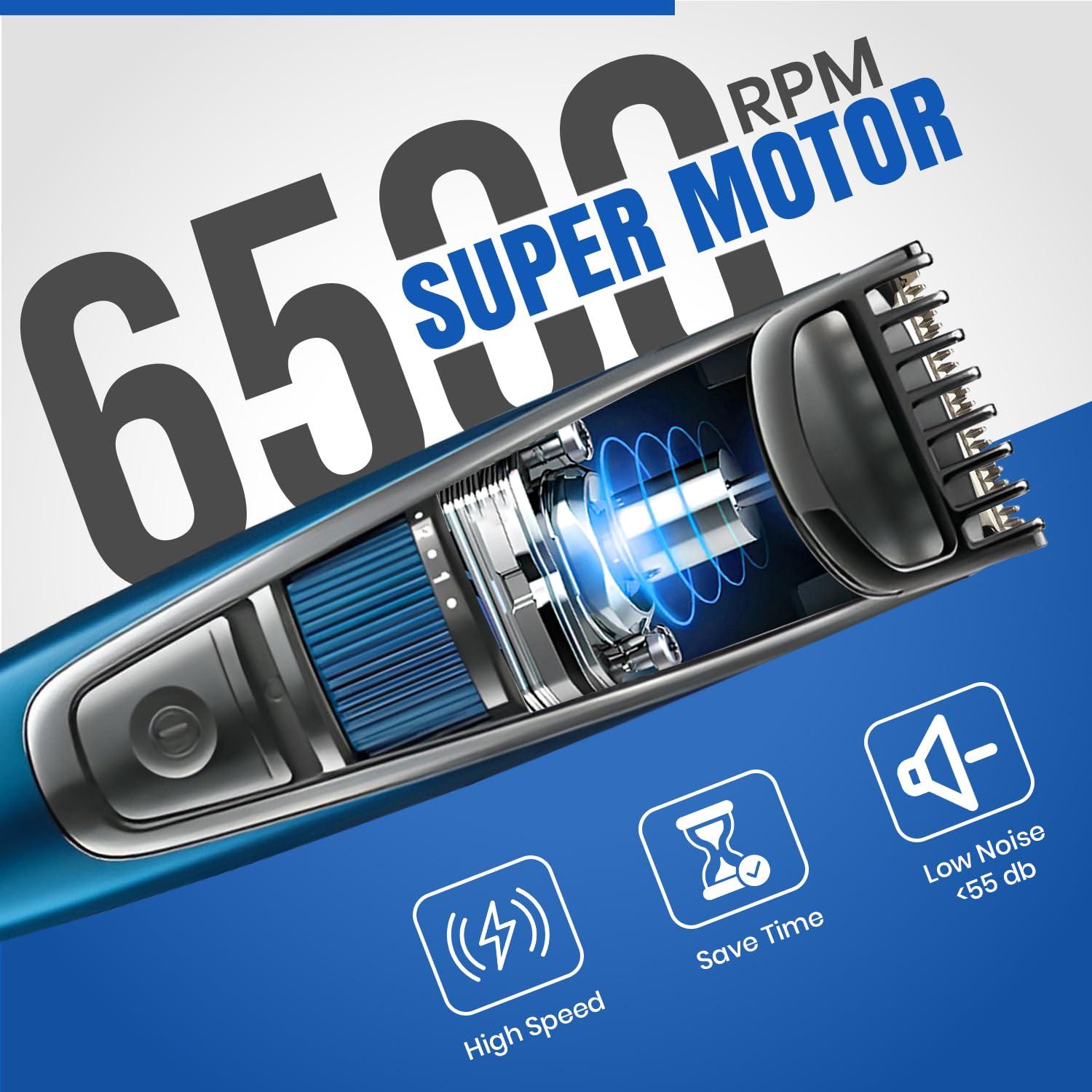 VGR VGR V-052 Professional Hair Trimmer for men  Adjustable Length Settings (0.5-10mm), USB Rechargeable, Cord/Cordless Operation, Washable Head, Includes Guide Comb & Cleaning Accessories (Blue)