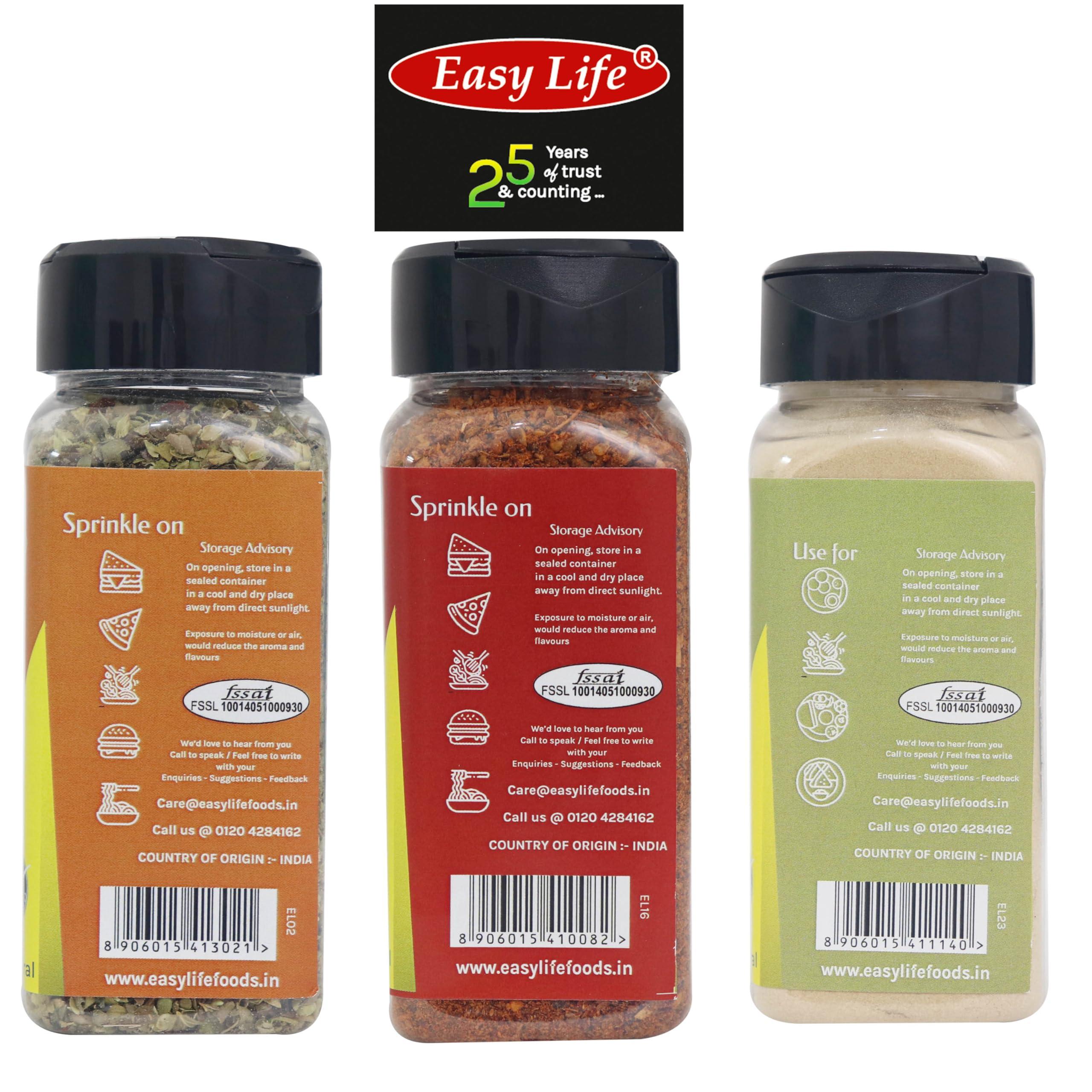 Easy Life Easy Life Pizza Seasoning 25g + Peri Peri Seasoning 75g + Garlic Powder 80g (Combo Pack of 3)