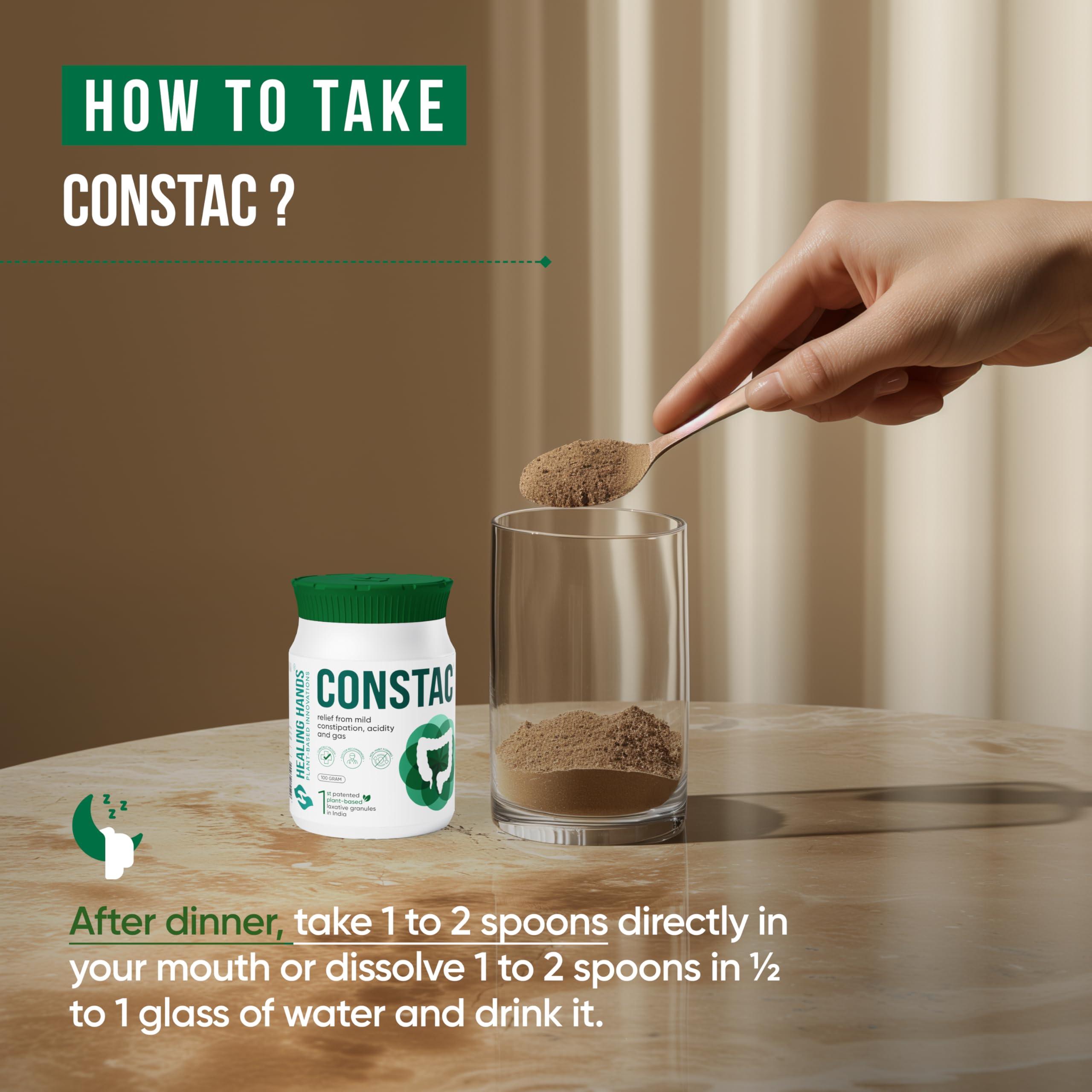 Healing Hands Healing Hands Constac for Relief in Mild Constipation, Acidity and Gas, Plant Based Natural Constipation Solution, Clinically Proven, Herbal 100gm (Granules)