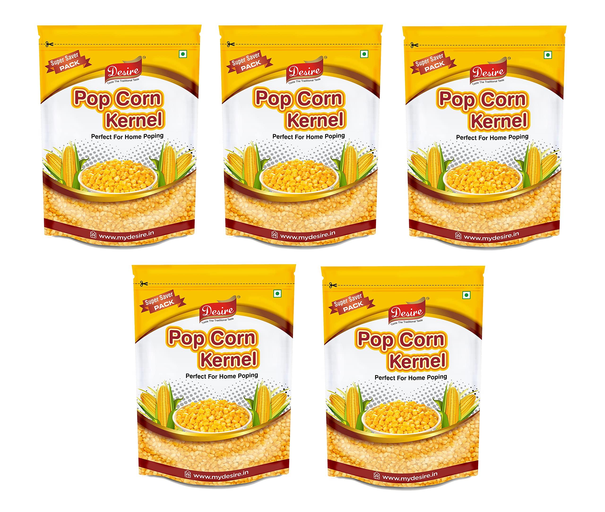 Desire Desire Popcorn Kernel Seeds 5 Kg | Big Size Gourmet Pop Corn Kernels Imported | High Expansion, A Grade Makkai Popcorn