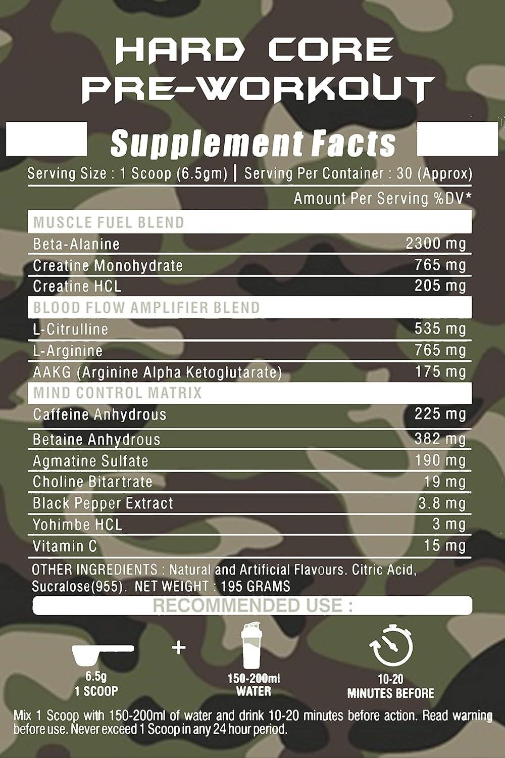 HulkNutrition Hulk Nutrition Hardcore Pre-Workout Supplement, Energy Drink with Creatine Monohydrate, Arginine AAKG, Beta-Alanine, Explosive Muscle Pump, Caffeinated Punch - For Men & Women [30 Servings, Warrior Apple] Free Gallon Shaker Bottle