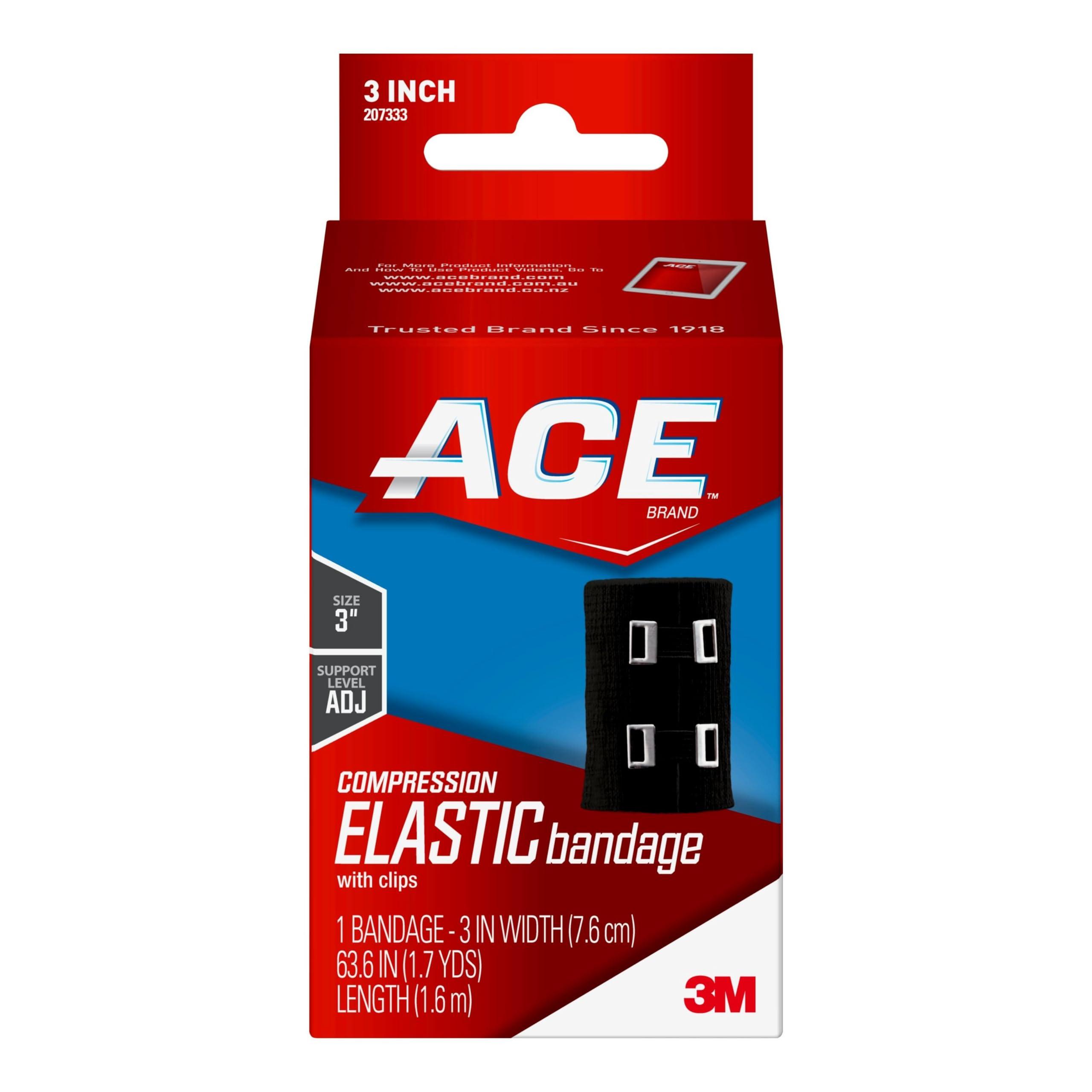 ACE ACE - 207333 3" Elastic Bandage Wrap with Clips, Black