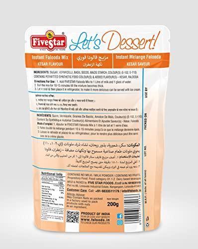 FIVESTAR Five Star Falooda Mix Kesar 200 Gram - Pack of 4, 800g for Children and Adults |Extra Creamy | Easy to Make | Ready to Eat