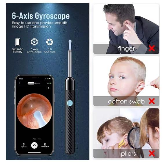 DMSTORK DMSTORK Ear Wax Removal Tool Kit, Ear Cleaner with Camera, 1080p Ear Camera with Otoscope and Light, Wireless Ear Cleaning Kit