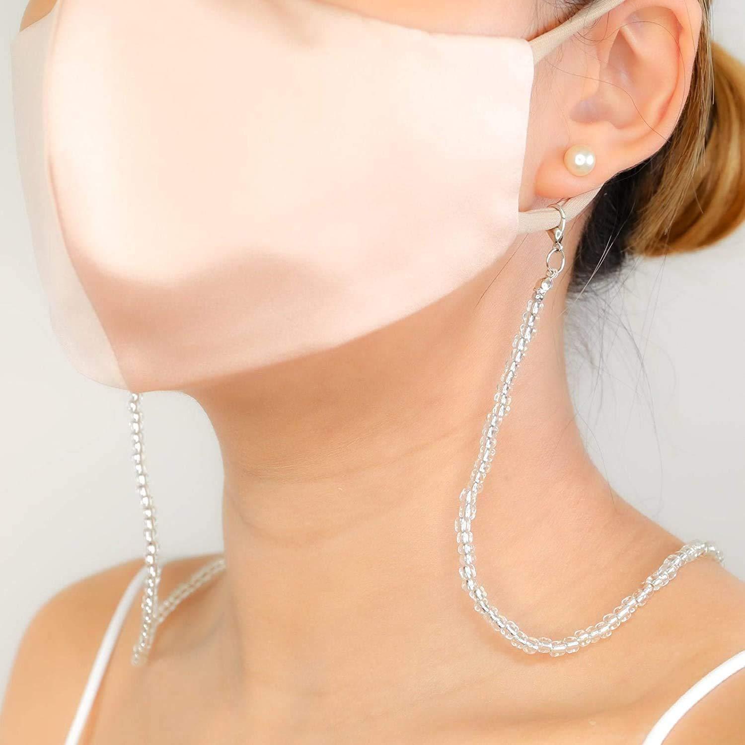 FEMEO FEMEO excellent looking Face Mask Glass Beaded Lanyards With Box Mask Necklace Holders Eyeglass Beaded Chains Stylish Mask Lanyard Anti-Lost Strap for Women Men Kids 23 inch (SET OF 3)