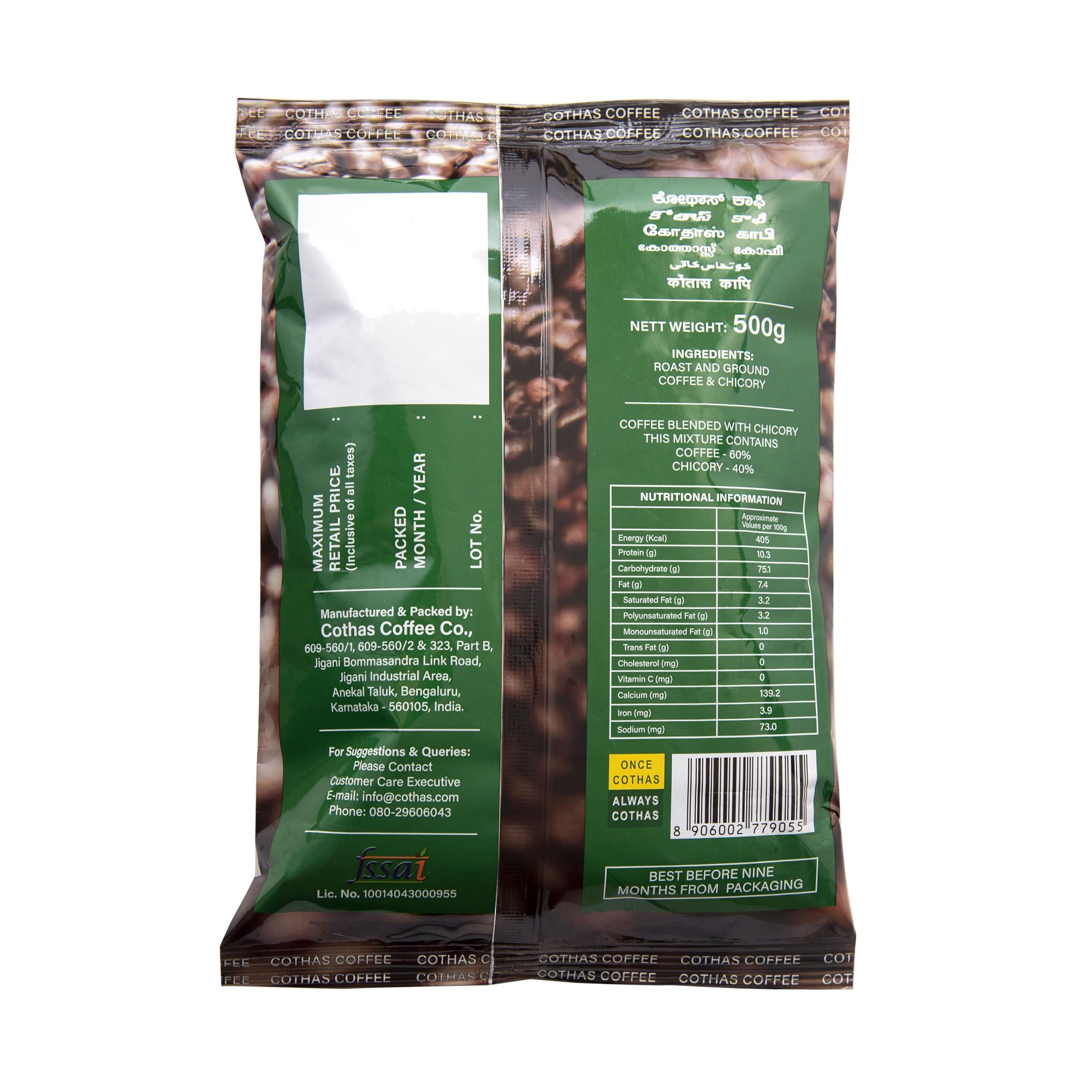 Cothas Cothas Cotha Blend | Filter Coffee | 60% Coffee 40% Chicory (500G), Powder, Packet